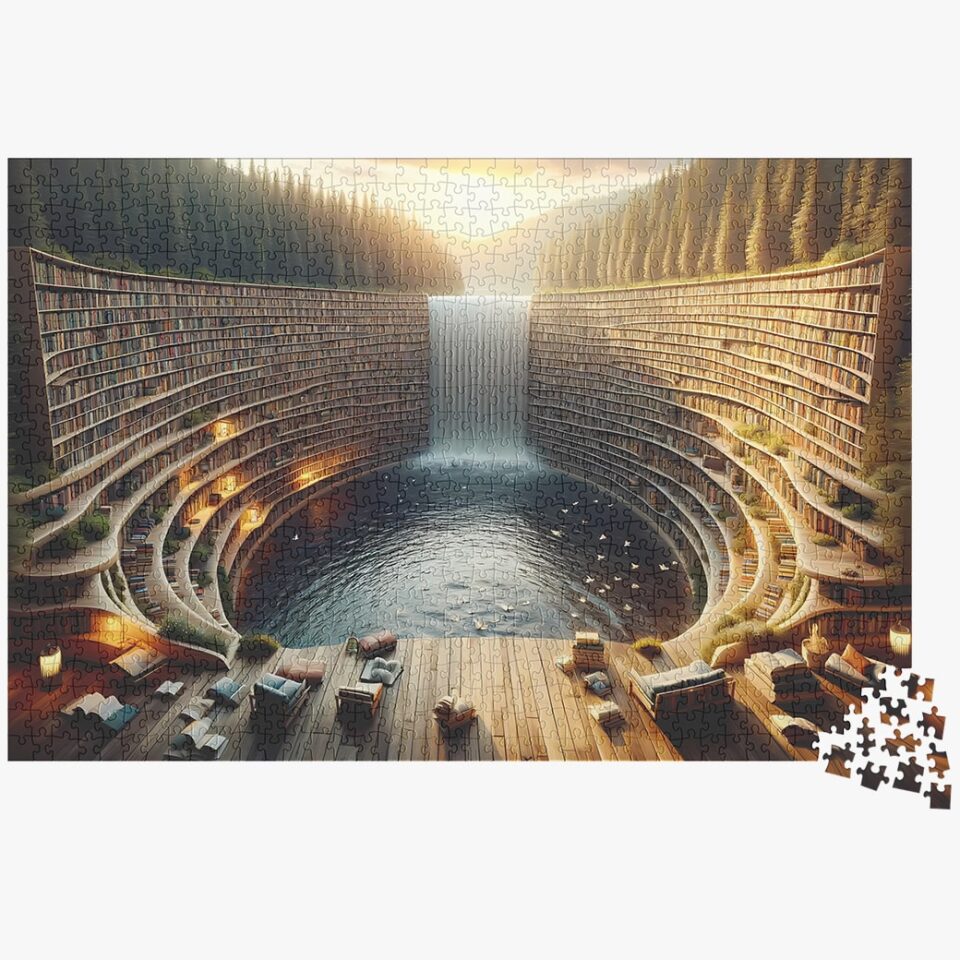 Bookshelf Dam & Library - Jigsaw Puzzle 1000 Pieces - Image 2