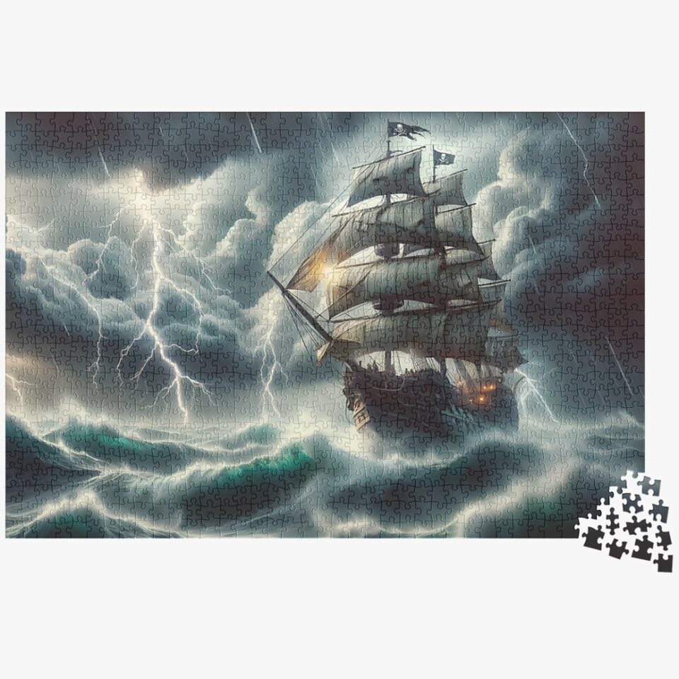 Pirate Ship In The Sea Storm - Jigsaw Puzzle 1000 Pieces - Image 2