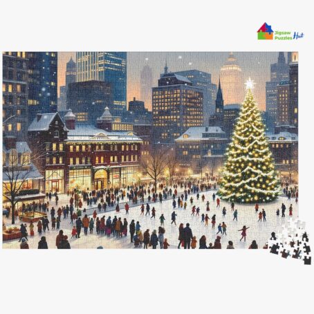 Christmas In Downtown Square Jigsaw Puzzle - 1000 Piece Christmas Jigsaw Puzzle For Adults