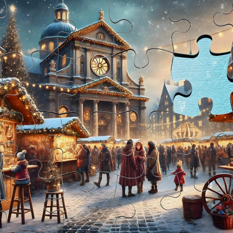 Christmas Market Jigsaw Puzzle - 1000 Piece Christmas Puzzle For Adults
