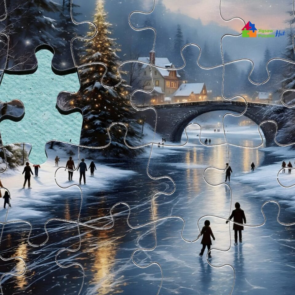 Jigsaw Puzzle Of Frozen Lake During Christmas - 1000 Piece Christmas Jigsaw Puzzle For Adults