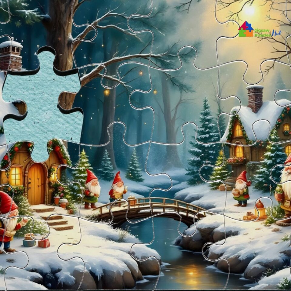 Gnome Christmas Village Jigsaw Puzzle - 1000 Piece Christmas Jigsaw Puzzle For Adults
