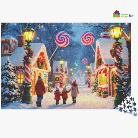 Christmas Candy Street Jigsaw Puzzle - 1000 Piece Christmas Jigsaw Puzzle For Adults