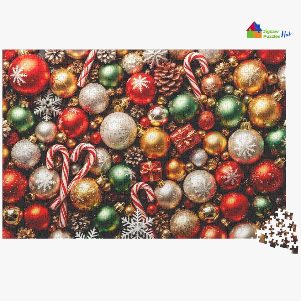 Christmas Ornaments Collage Jigsaw Puzzle - 1000 Piece Christmas Jigsaw Puzzle For Adults
