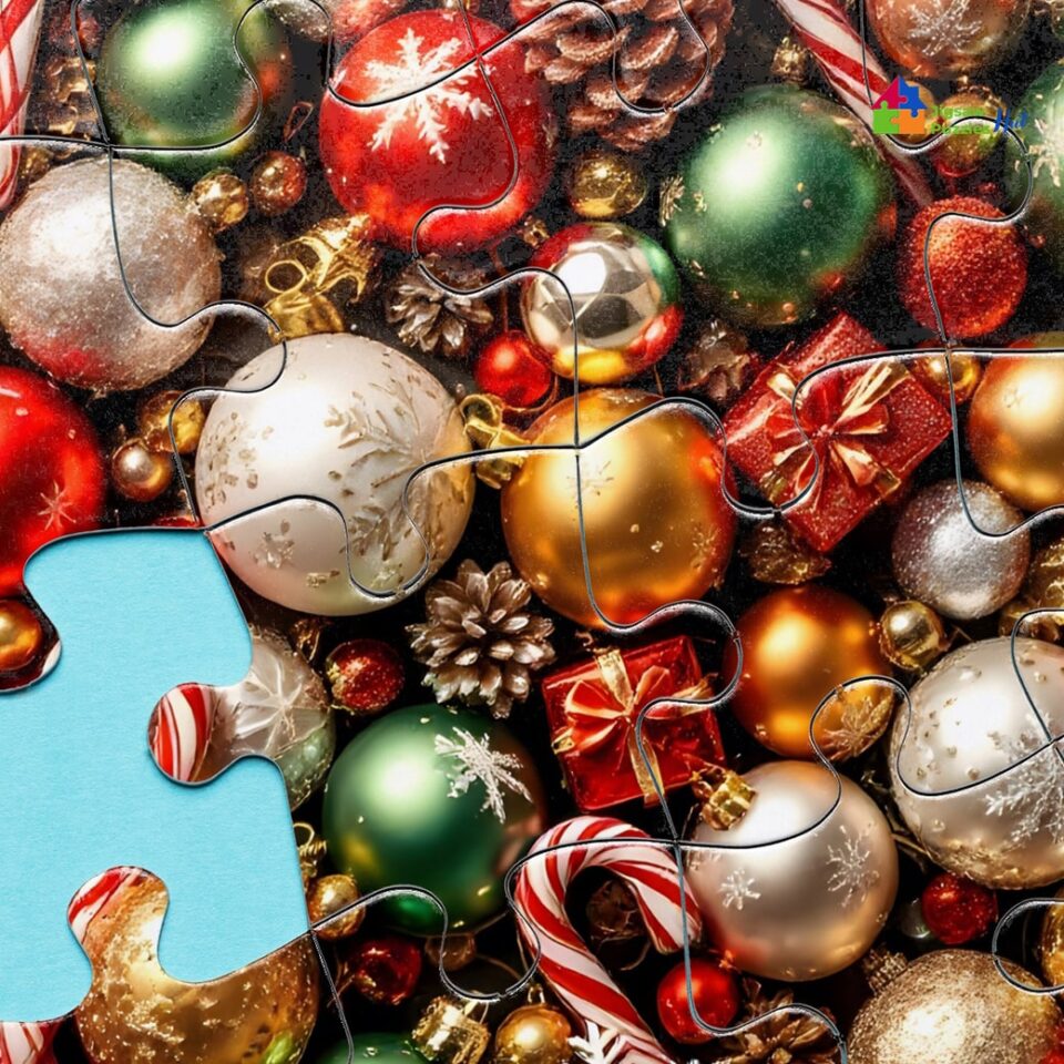 Christmas Ornaments Collage Jigsaw Puzzle - 1000 Piece Christmas Jigsaw Puzzle For Adults