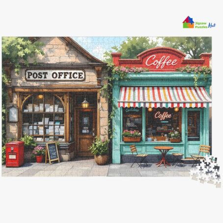 Vintage Post Office Beside Coffee Shop Jigsaw Puzzle - 1000 Piece Jigsaw Puzzle For Adults